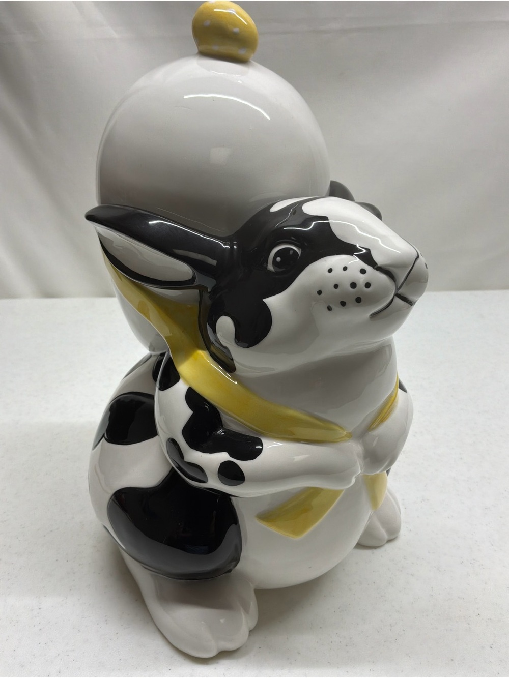 Department 56 Ceramic Bunny Cookie Jar in White, Black and Yellow